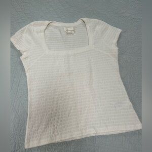 Anthropologie White Textured Short Sleeve Top